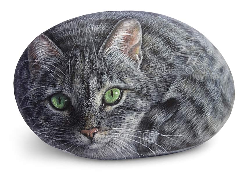 Cat Rock Portrait by Roberto Rizzo Nyla the Kitty