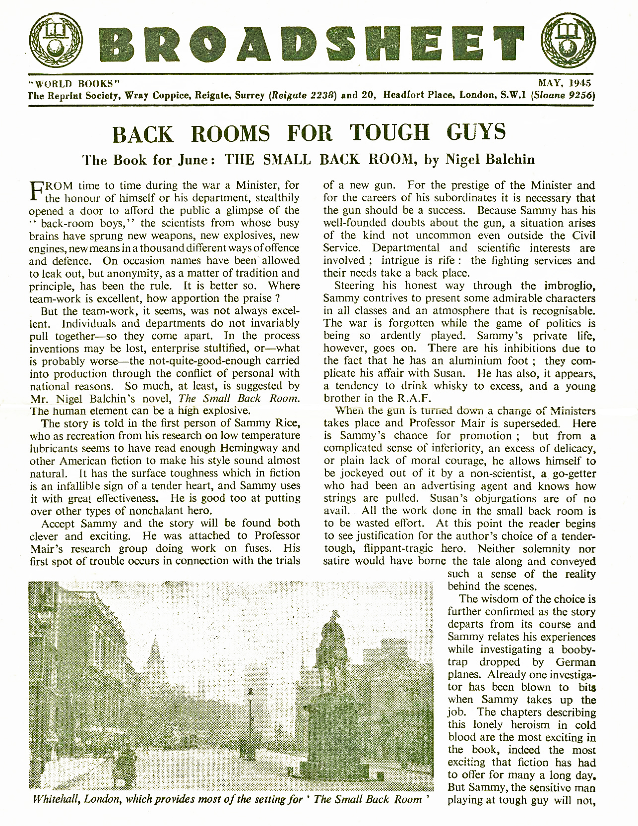 'Broadsheet' Wray Coppice Wartime 'World Books' 1945