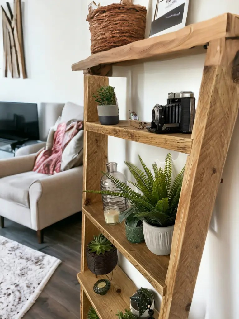 Wooden Ladder Shelves 5 Tier Ladder Shelf THE PISA Robert Rose