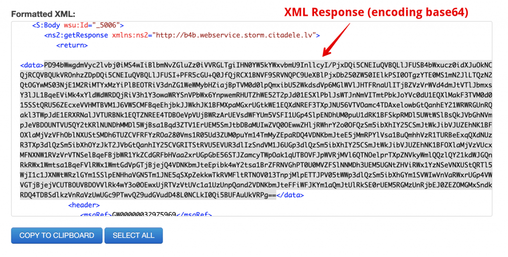 After formatting, find SOAP XML … tag content”>