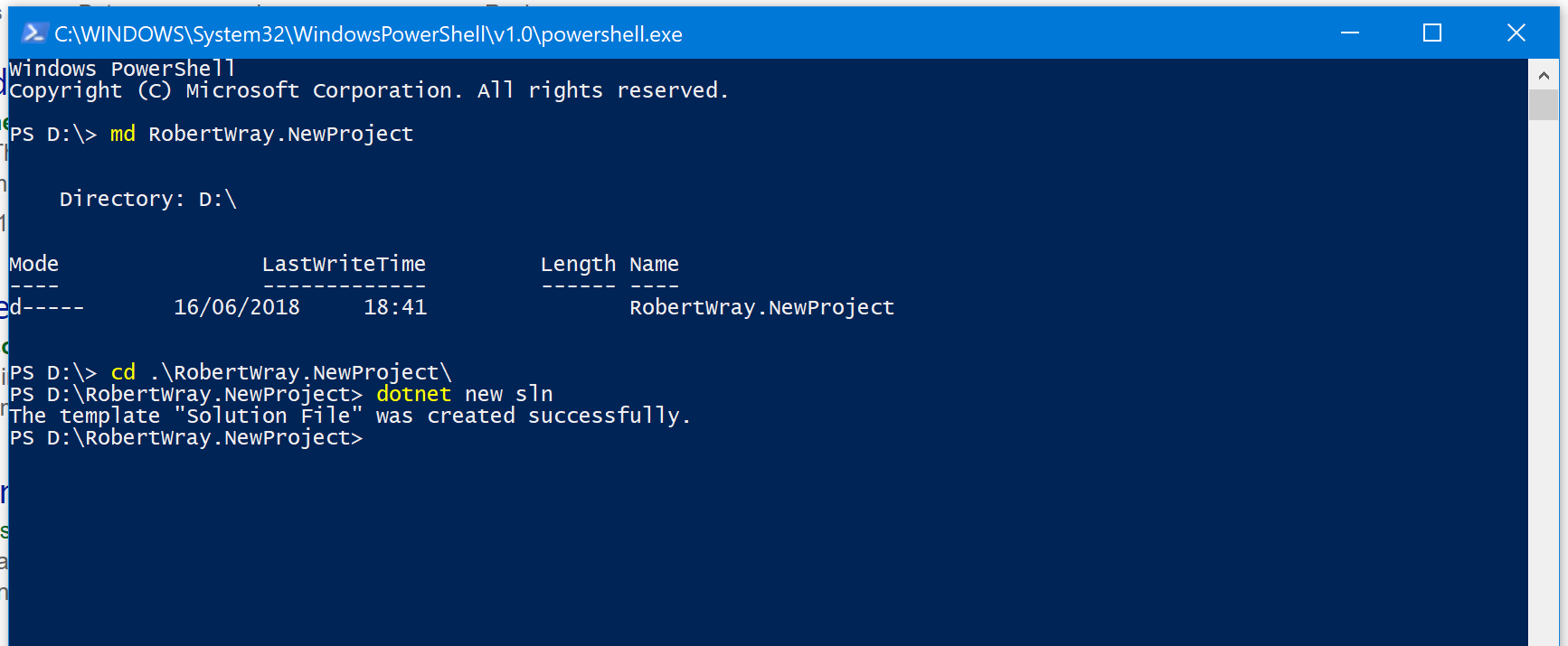 robertwray.co.uk Creating projects and solutions using the command