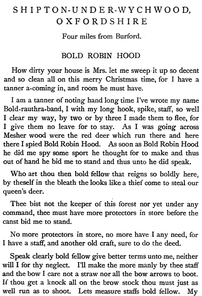 R. J. E. Tiddy, The Mummers Play Robin Hood The Facts and the Fiction