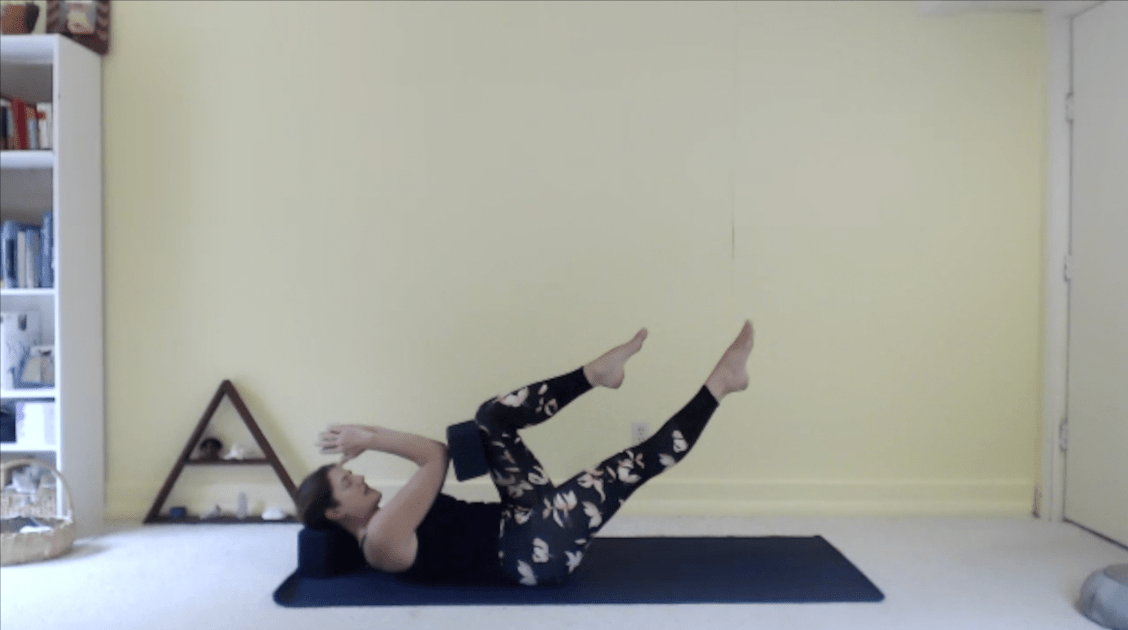 Core Leg Extension with Block Robin Penney Yoga