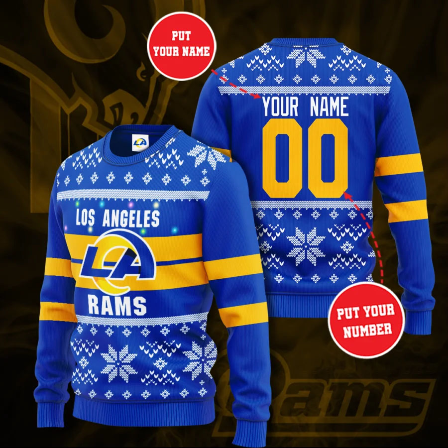 Personalized Los Angeles Rams Football Ugly Christmas Sweater