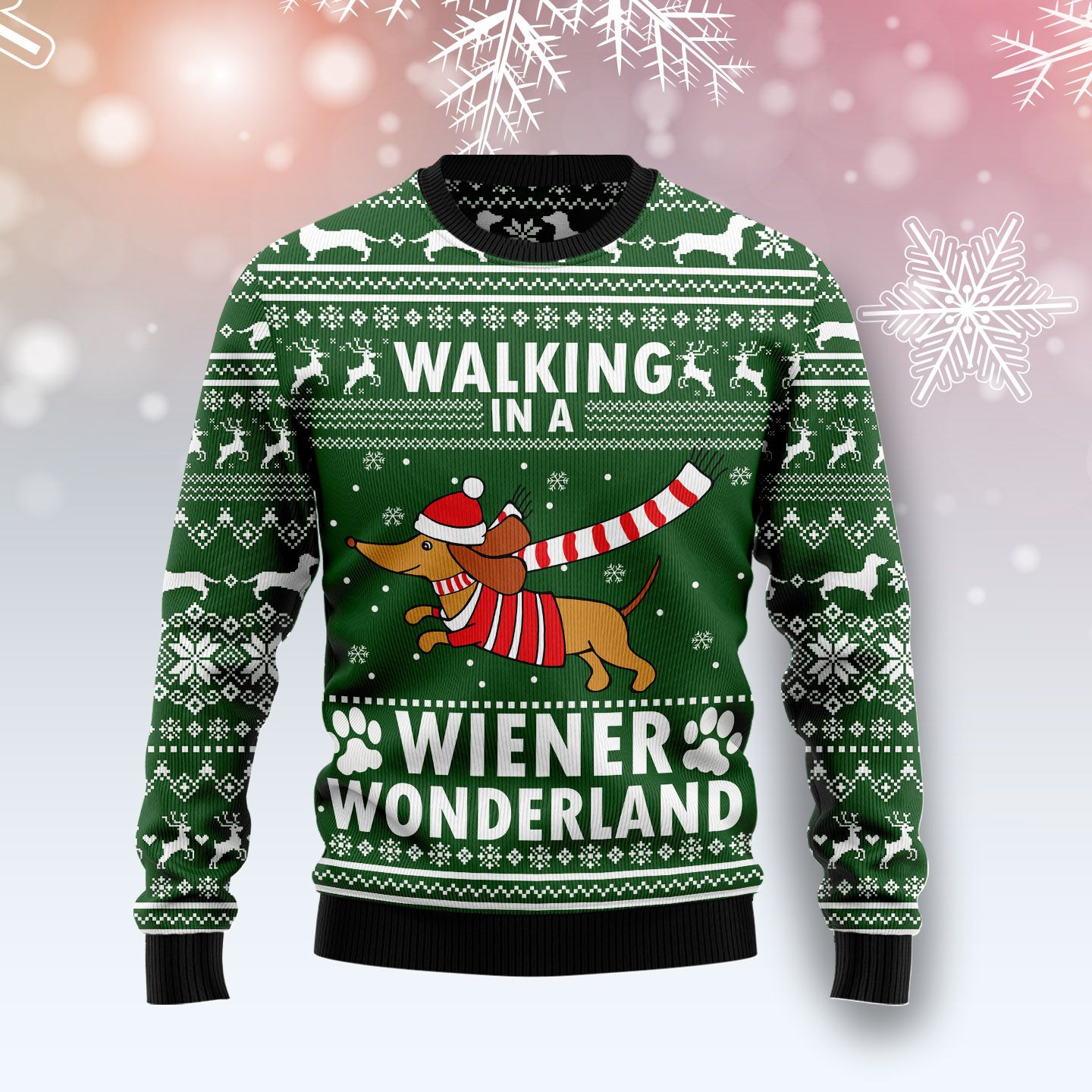 Dachshund Weiner Wonderland Christmas Wool Sweater RobinPlaceFabrics
