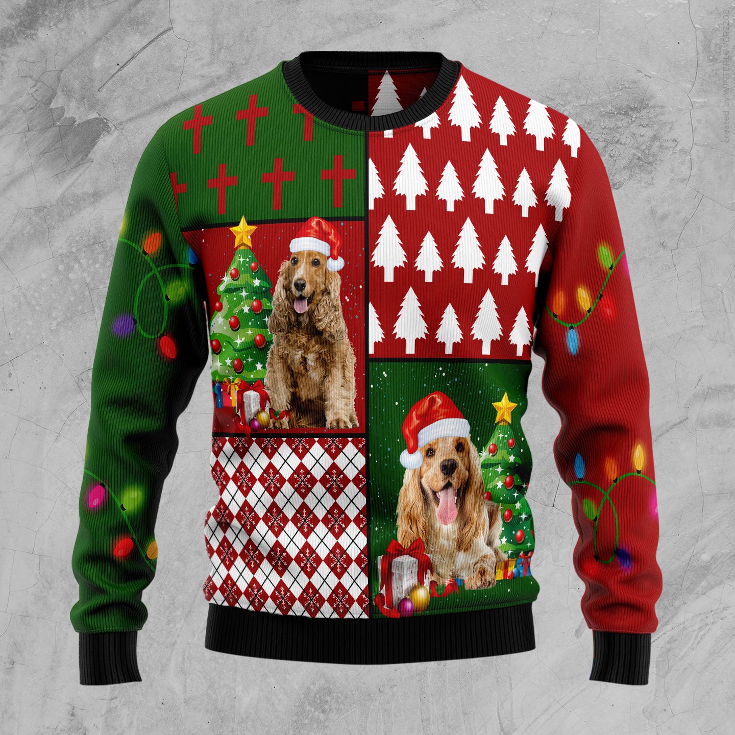 Cocker Spaniel Hohoho Christmas Wool Sweater RobinPlaceFabrics