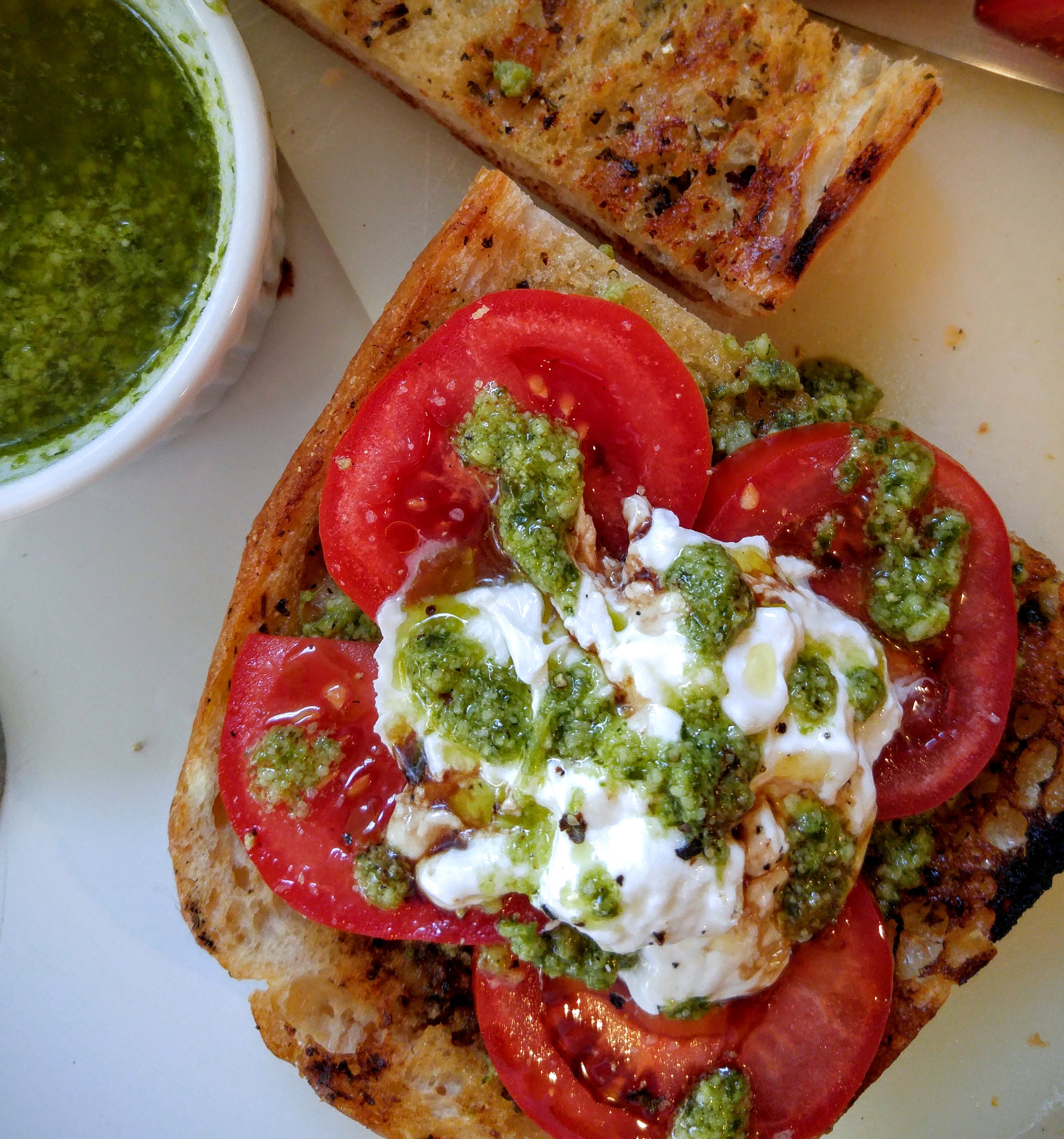 Tomato and Pesto Bruschetta with Burrata