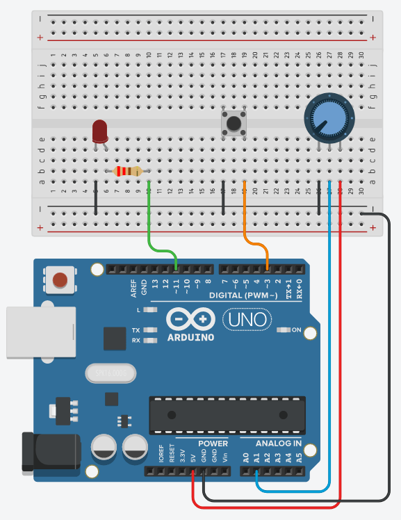 Arduino Led Push On And Potentiometer Tutorial The Robotics Back End