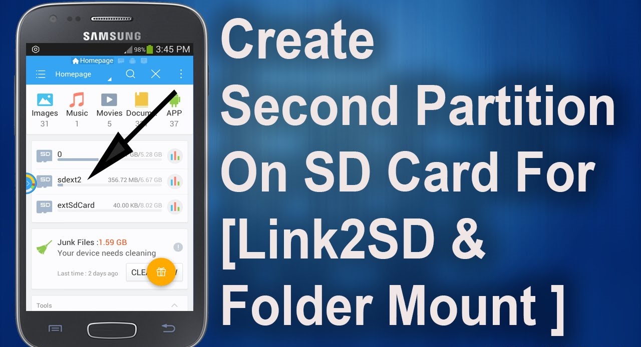 How To Create Second Partition On SD Card For Link2SD