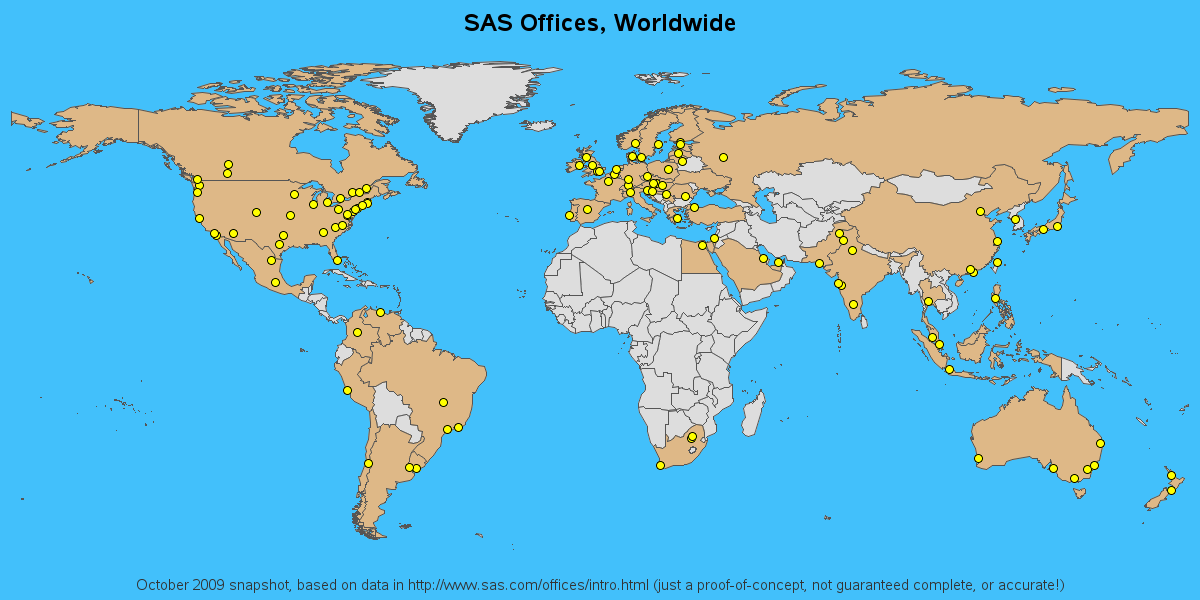 Sas Destinationer Karta SAS Offices, worldwide map