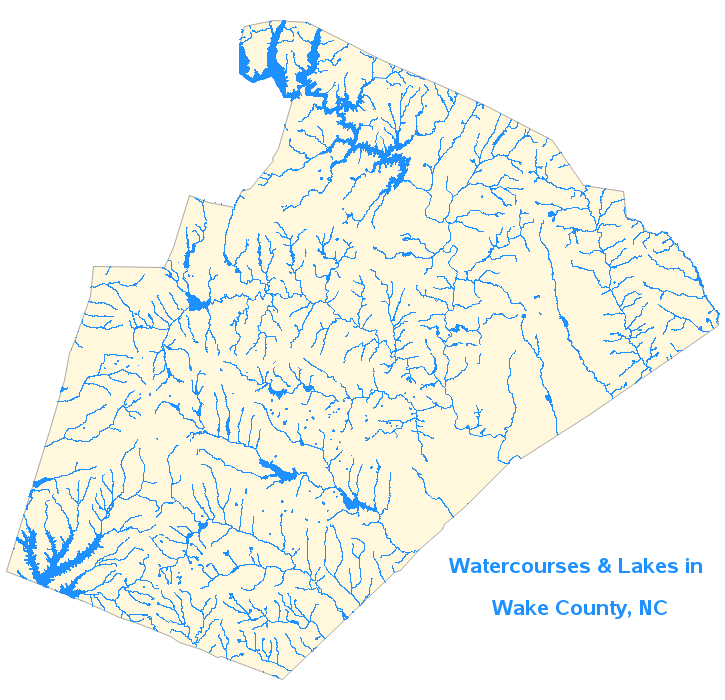Wake County, NC Watercourses & Lakes