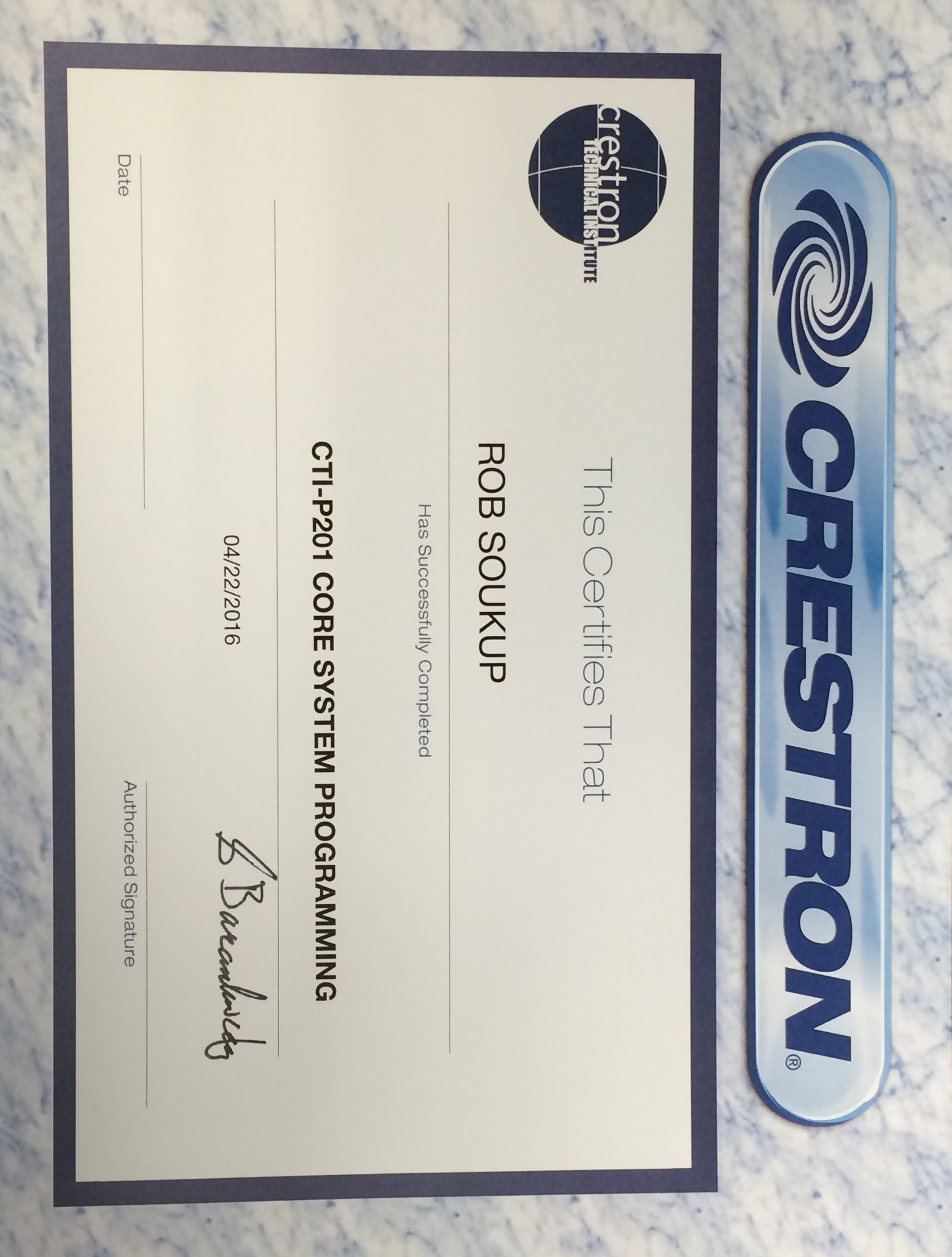 Crestron Programming Certification Master of Documents