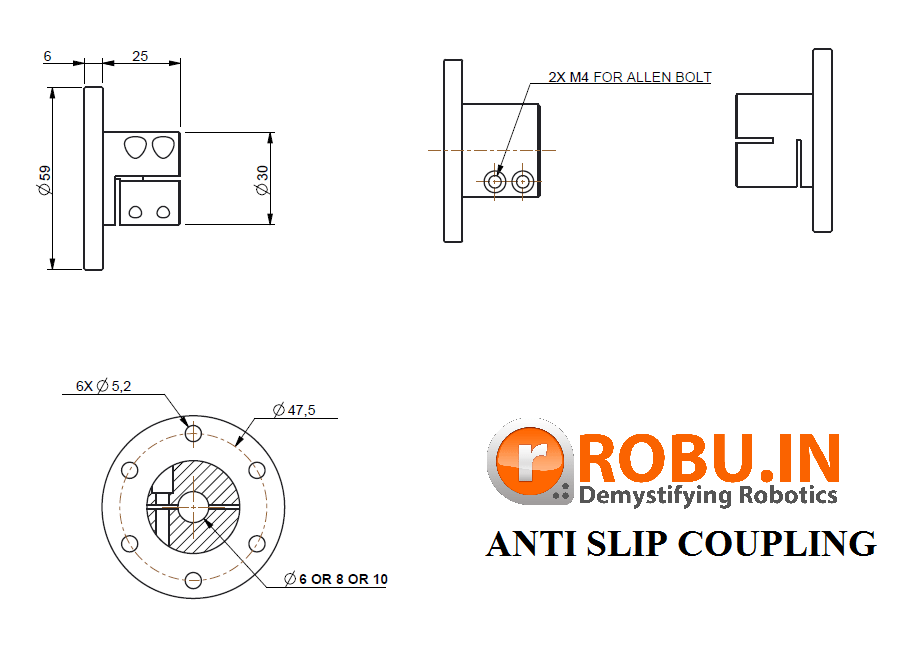 Buy EasyMech Anti Slip Motor Coupling Internal Dia8mm at Best Price