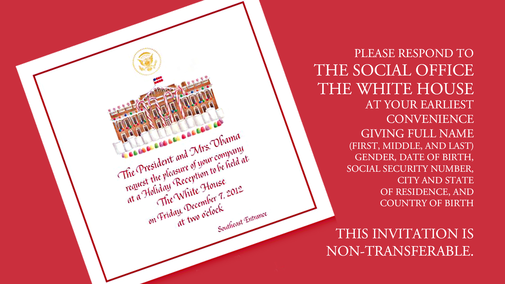 Official White House Christmas Party Invitation 2023 Robyn Wilkerson White House Invitation