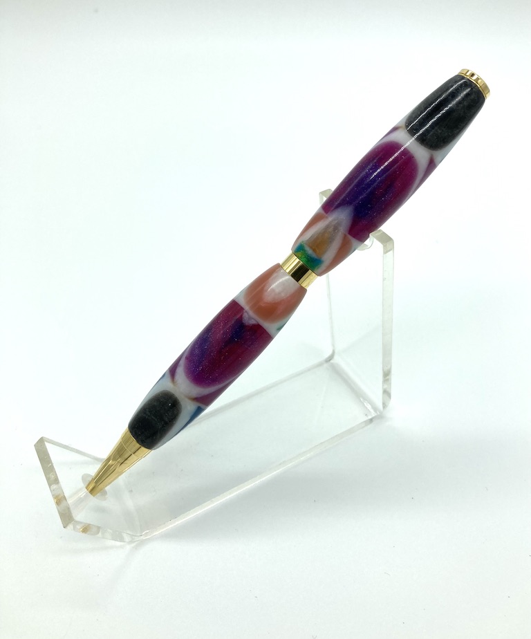 Slimline Stained Glass Pen Roby Write, Handmade, Handcrafted Pens Texas