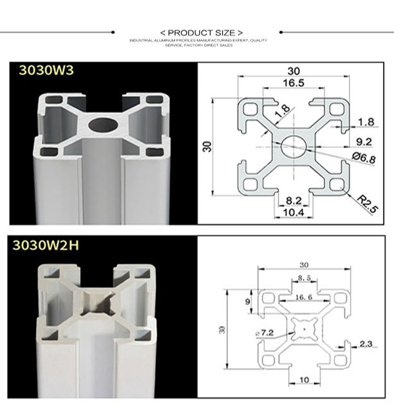 Standard Aluminum Extrusion Profiles3030 Extrusion Aluminum