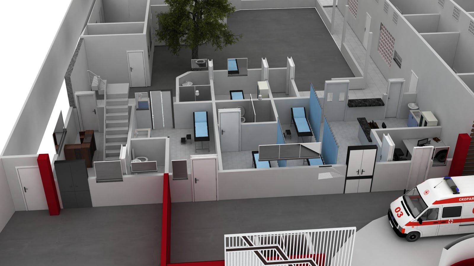 Projeto 3D de hospital Rocha Projetos