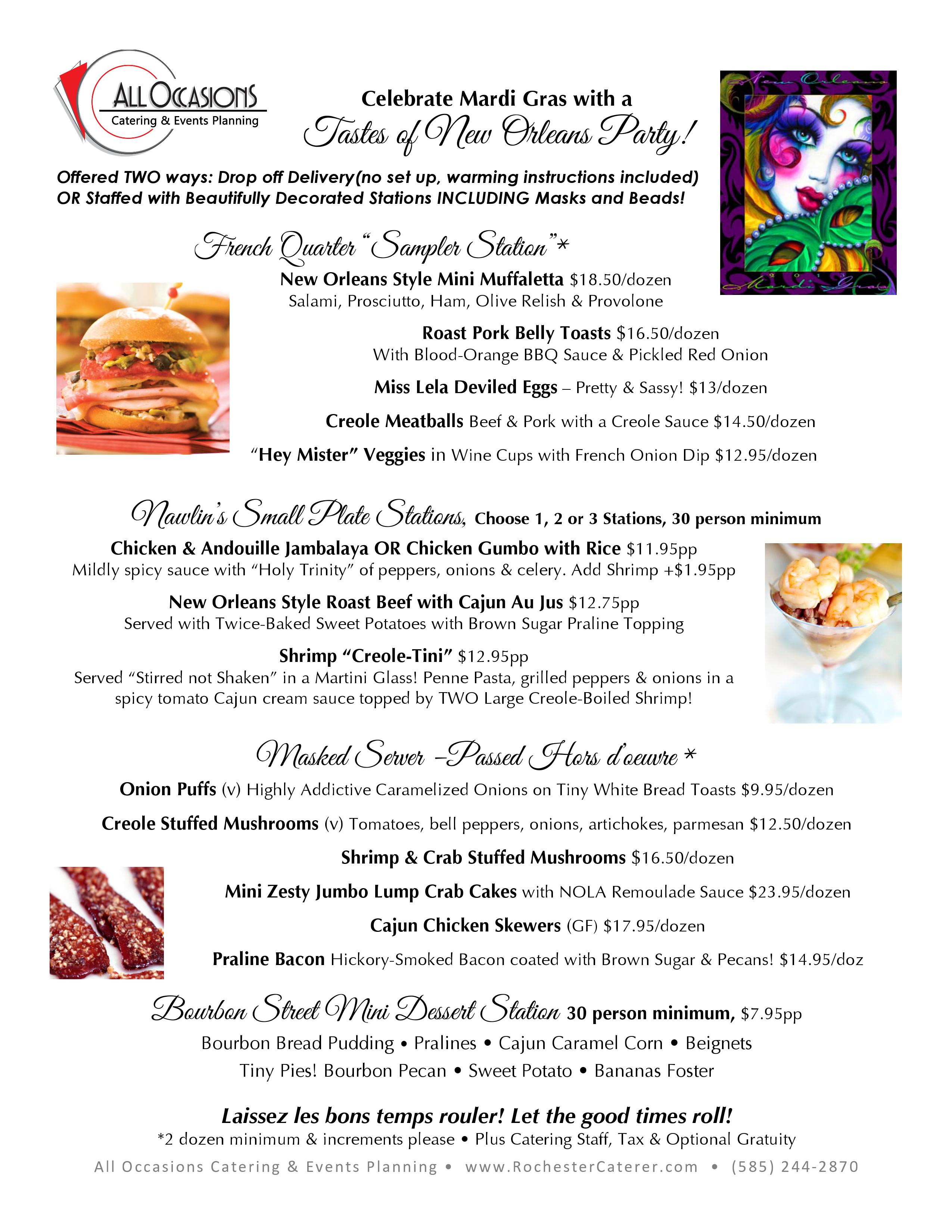 Tastes of New Orleans Mardi Gras Party All Occasions Catering