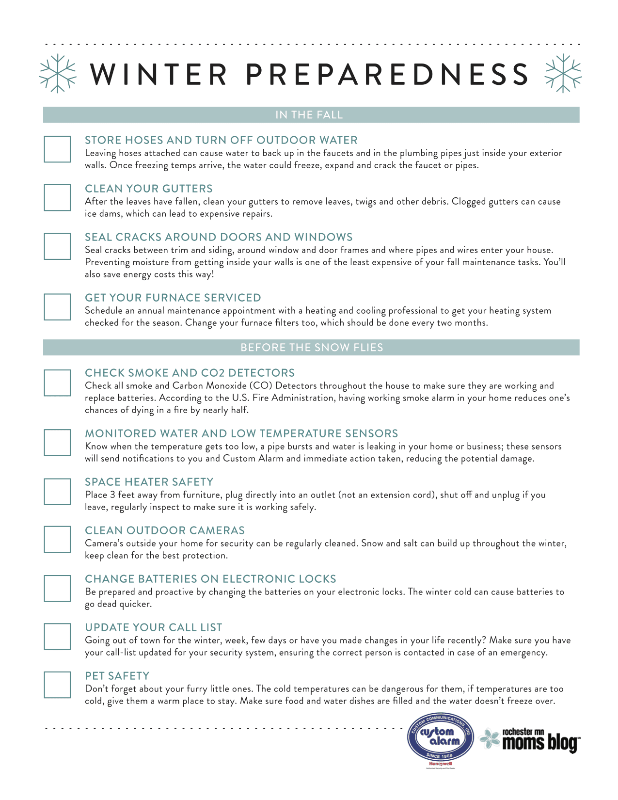 Winter Preparedness Checklist + Free Printable