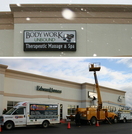 IlIuminated Sign install at BodyWork Unbound, Gates, New York
