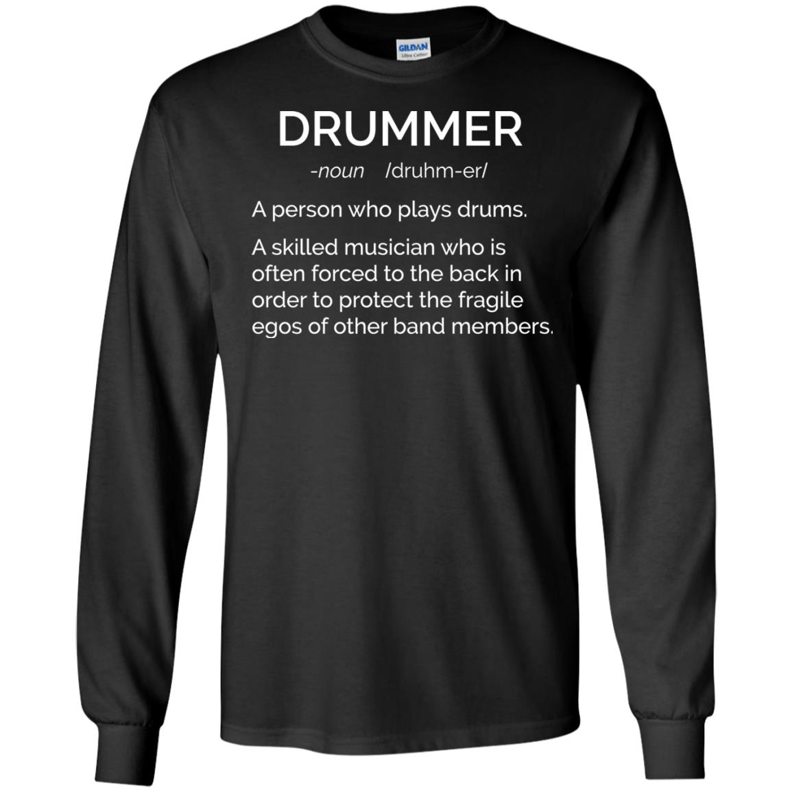 Drummer definition shirt skilled musician often forced to the back