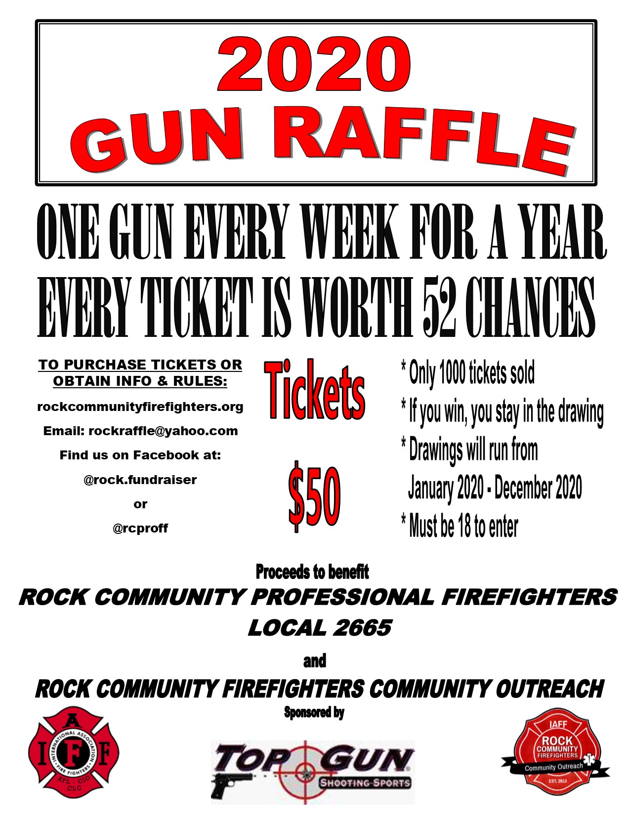 2020 GUN RAFFLE Rock Community Professional Fire Fighters