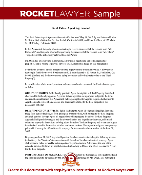 Real Estate Agent Contract Independent Contractor Agreement for Real