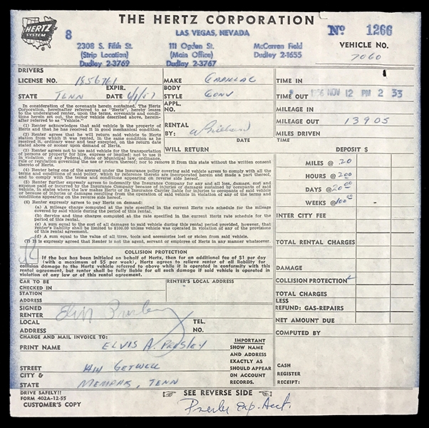 Lot Detail Elvis Presley’s 1961 "Hertz Rent A Car" Charge Card and a