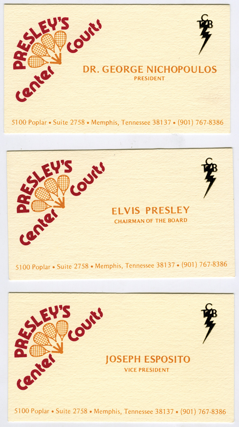 Lot Detail "Presley's Center Courts" Business Cards for Elvis Presley