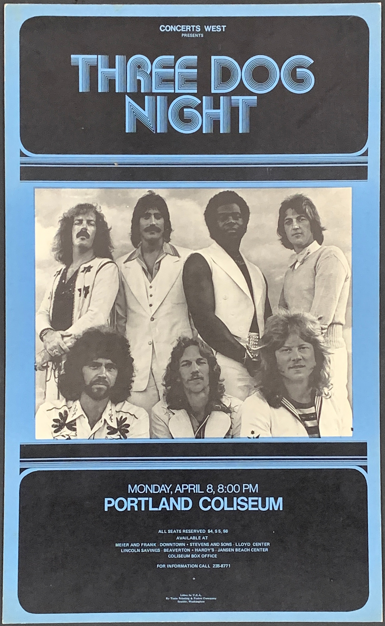 Lot Detail 1974 Three Dog Night Concert Poster (Concerts West