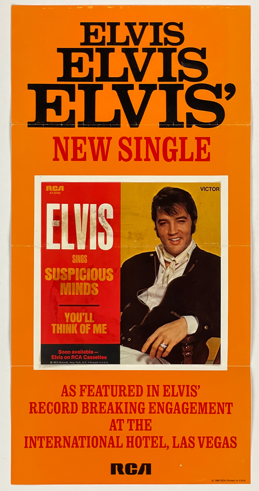 Lot Detail 1969 RCA Record Store Poster for Elvis Presley's Single