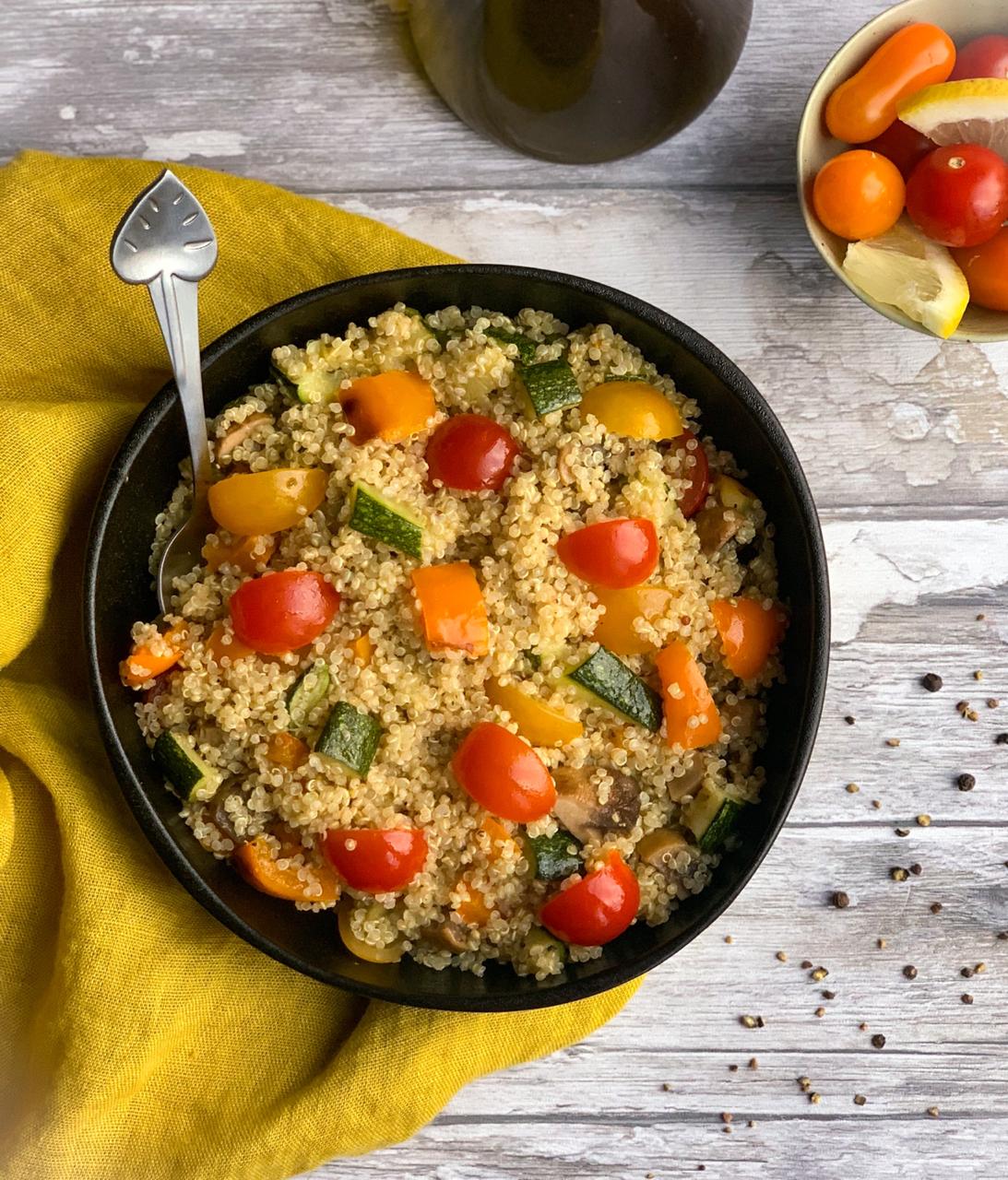 Quinoa Salad with Roasted Veggies Rock In Pots