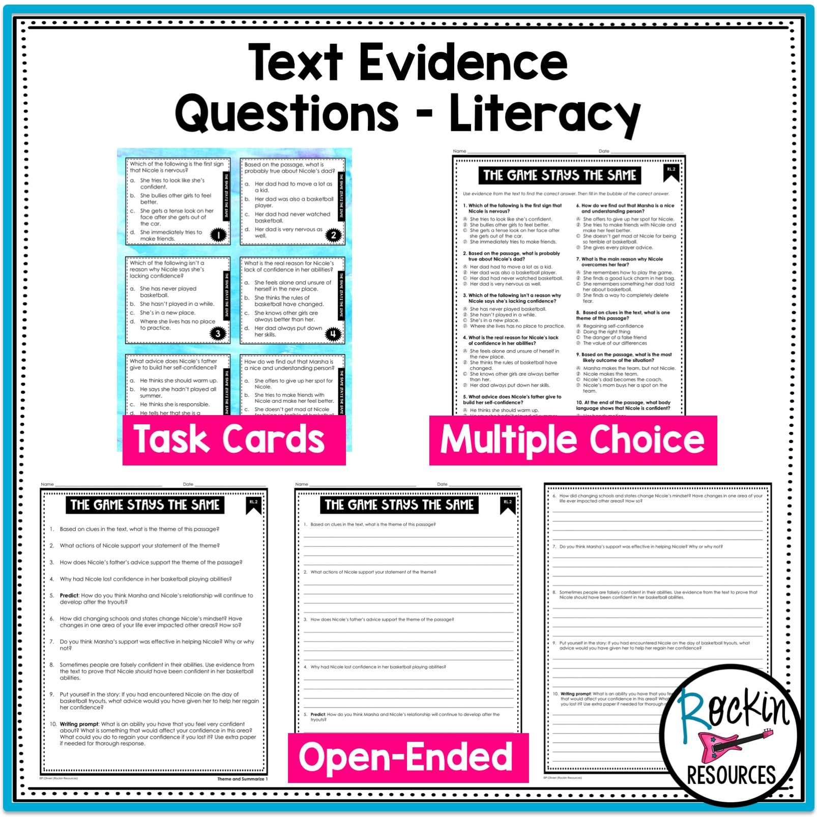4th Grade Literature Reading Comprehension Passages Rockin Resources