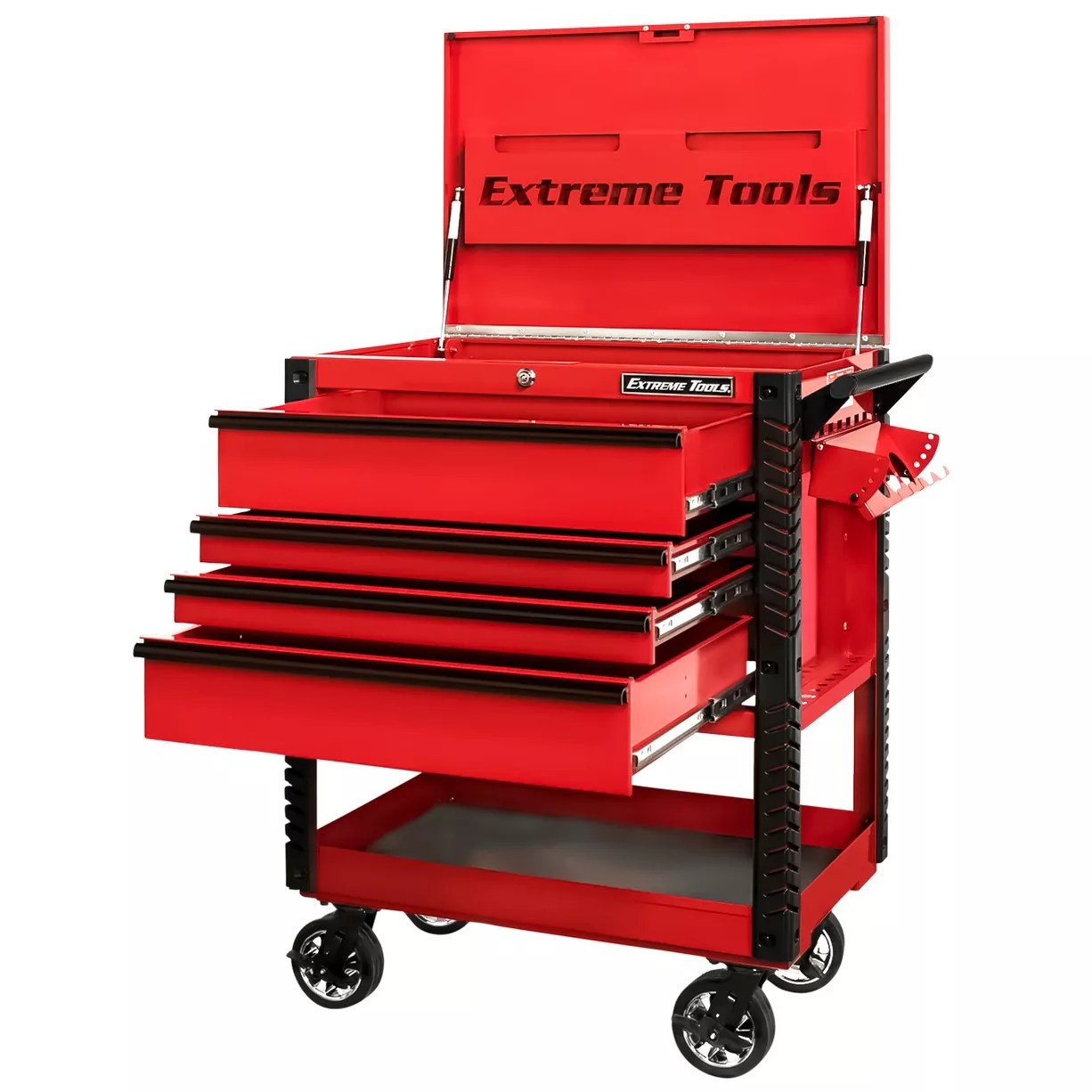 33" 4Drawer Tool Cart with Pry Bar Holders Rockin Toolboxes