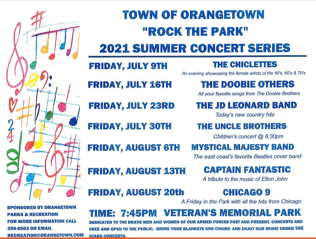 Orangetown "Rock the Park" series to begin July 9th Rockland News