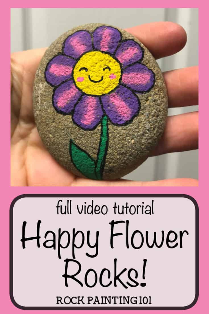 Happy Flower Rocks An easy flower painting idea Rock Painting 101