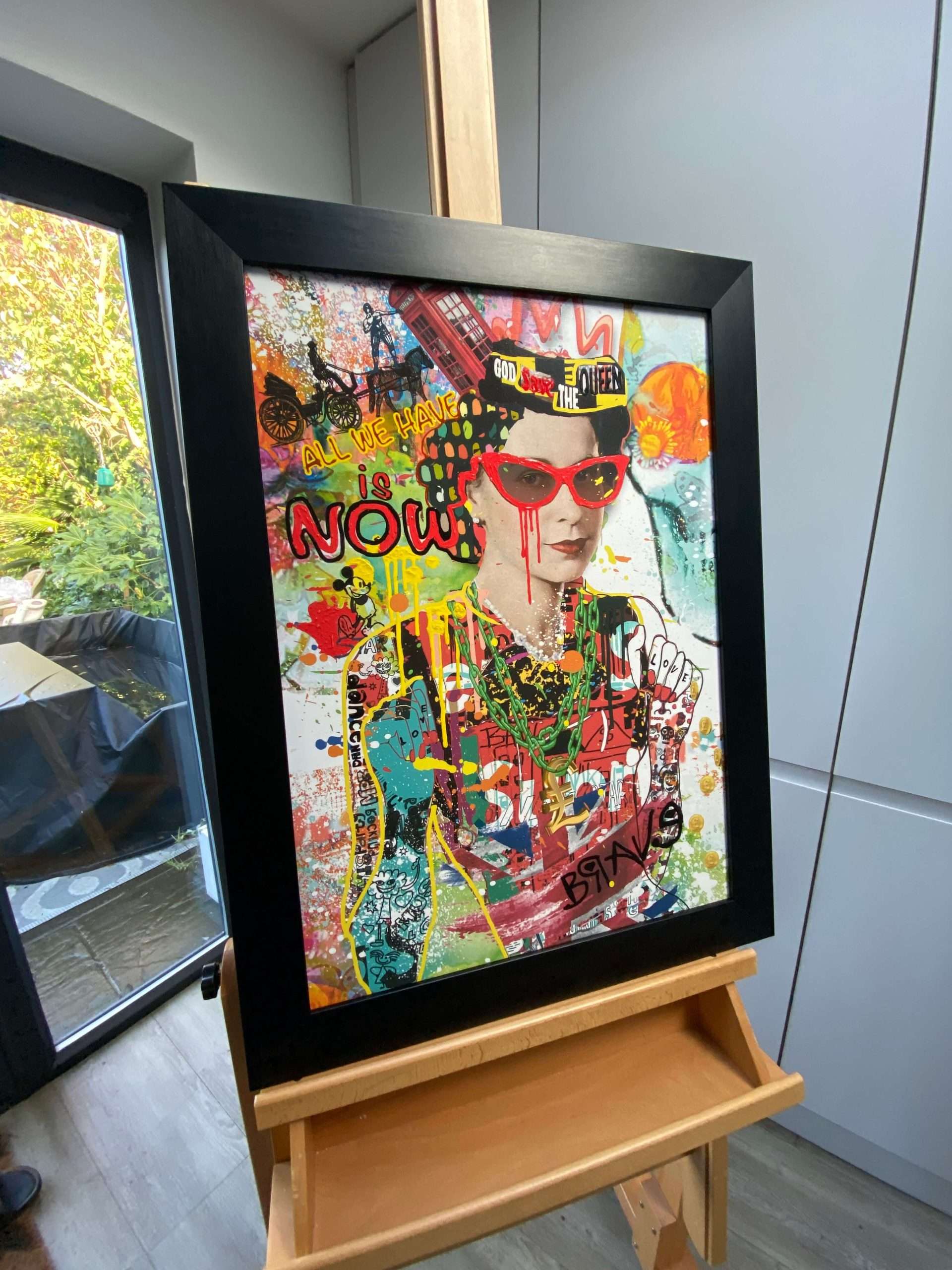 Tupac Gold Embellished Canvas in Premium Gold Frame Rock Salt Prints