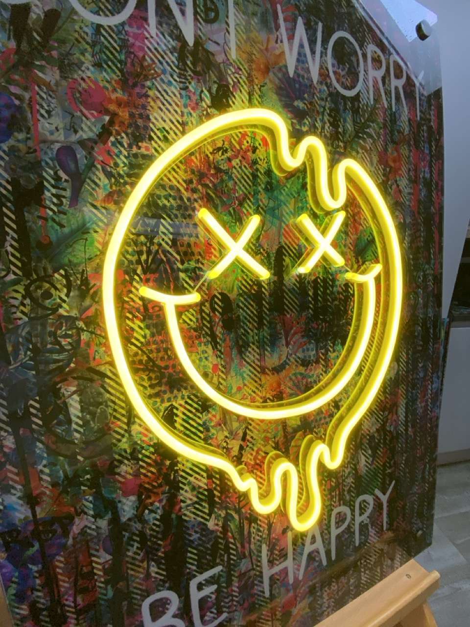 Don't Worry Be Happy LED Neon Wall Art Rock Salt Prints
