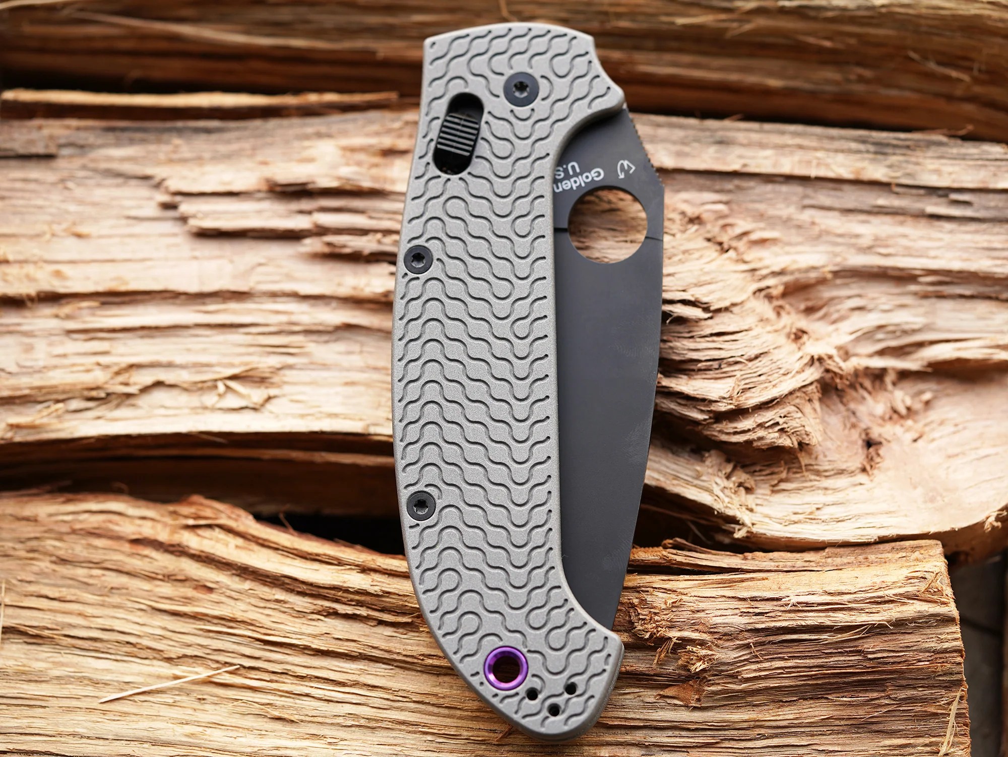 Titanium Critter Scales for Spyderco Manix 2 XL Skinny Rockscale Design