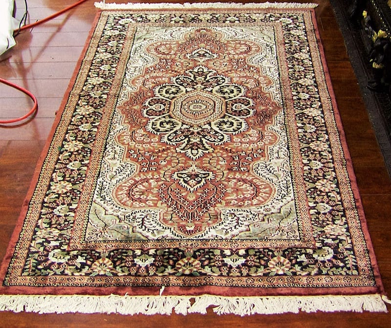Vintage Indian Kashmir Silk Floor Rug Rockwell Antiques Dallas