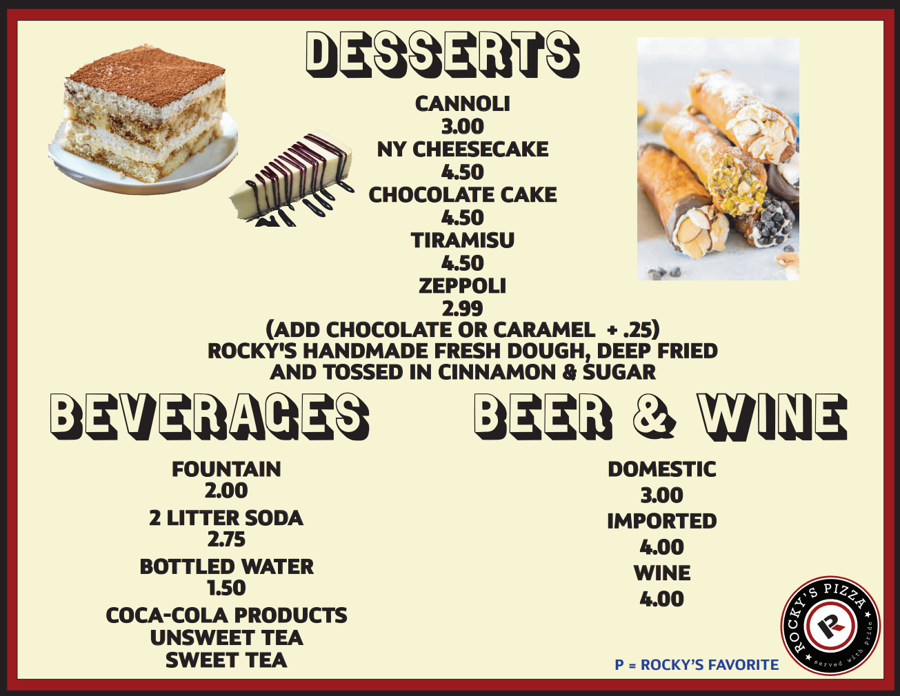 Our Menu We Deliver Rocky's Pizza