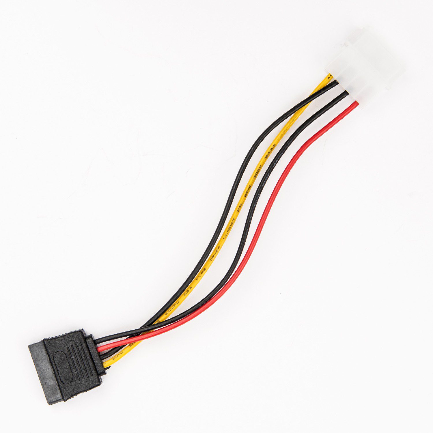 Rocstor Premium 6in 4 Pin Molex to Left Angle SATA Power Cable Adapter
