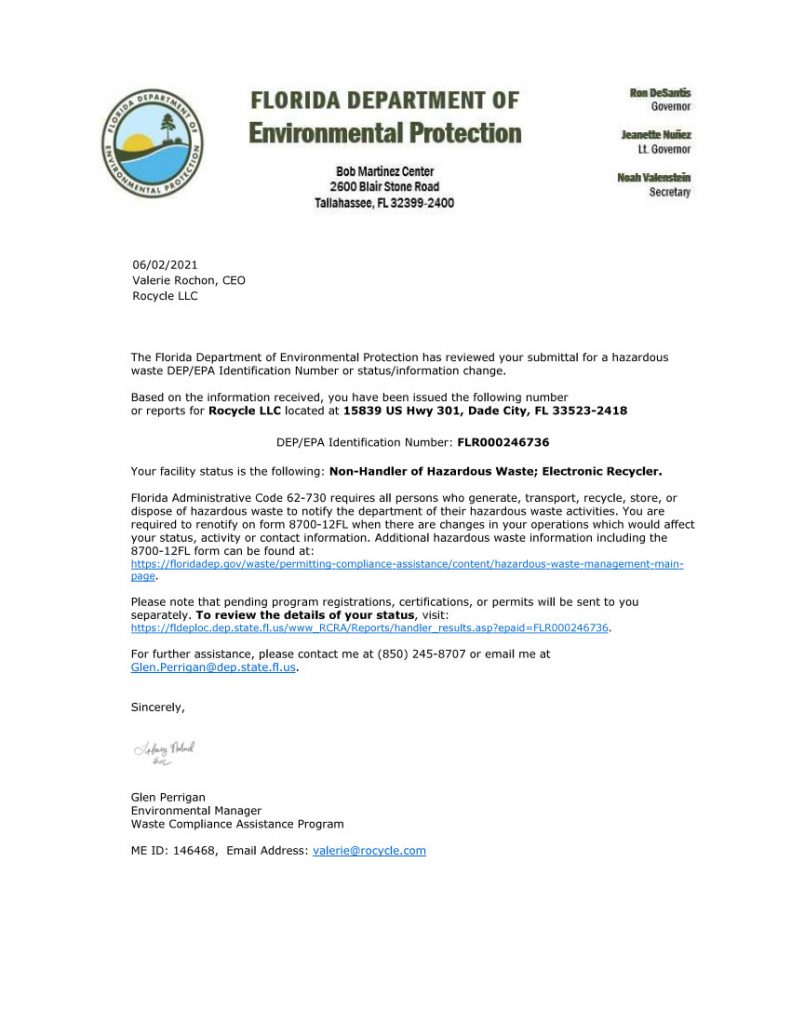 Rocycle EPA ID Rocycle LLC