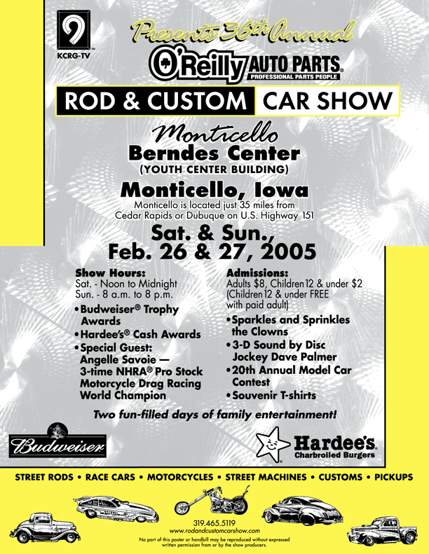 The Rod & Custom Car Show Handbill 2005 Monticello, Iowa