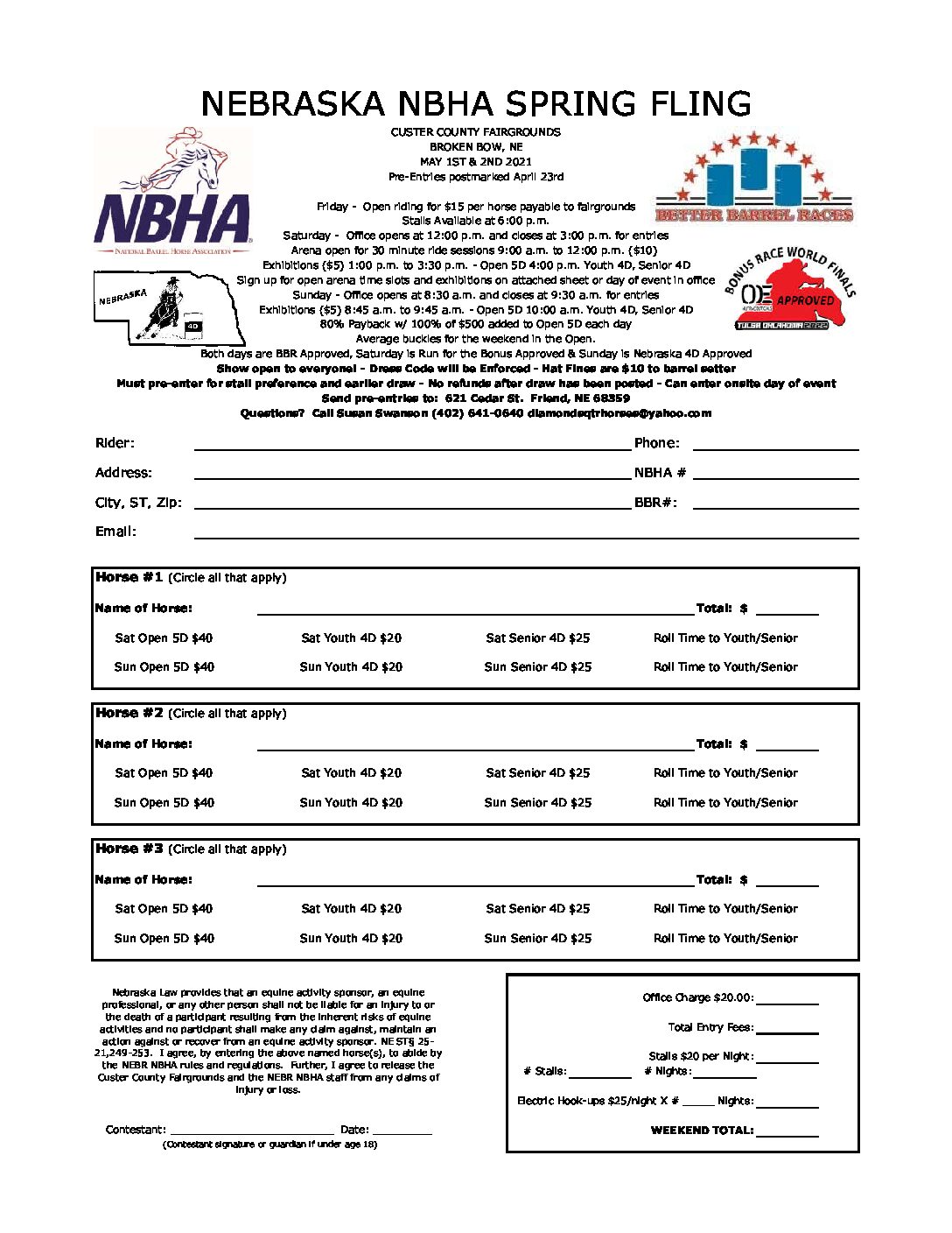 Nebraska NBHA Spring Fling 2024 Broken Bow NE Nebraska NBHA