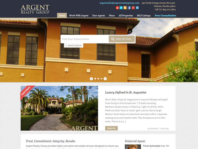 WordPress  Development Argent Realty in Orlando, Florida.