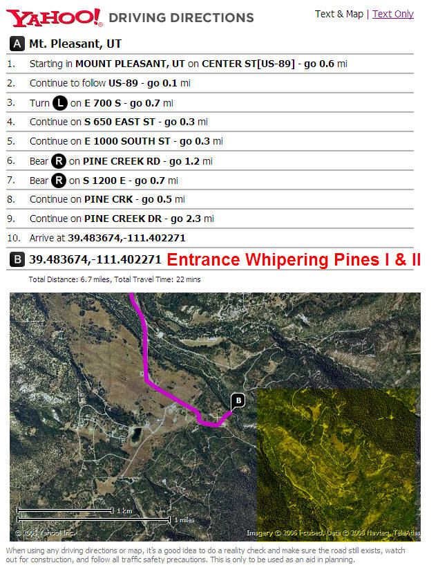 Whispering Pine I & II Driving Directions