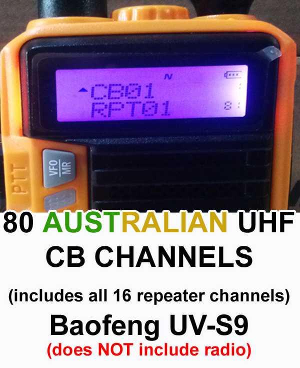 Australian UHF CB (Citizen Band) 80 Channels for Baofeng UVS9