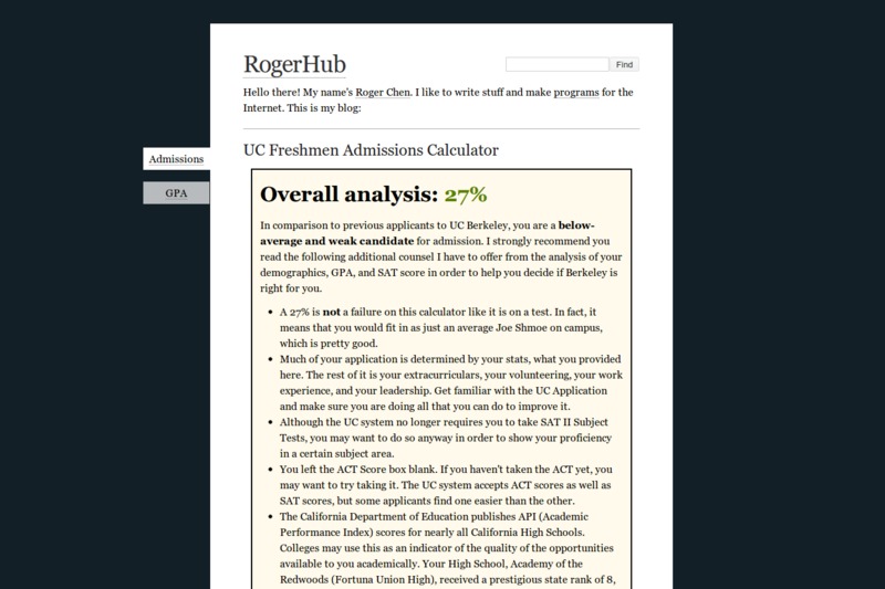 UC Freshmen Admissions Calculator RogerHub