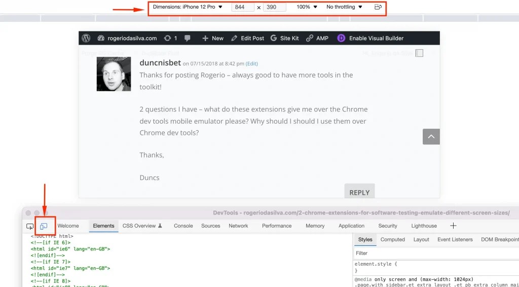 Two Chrome extensions for software testing Emulate different Screen